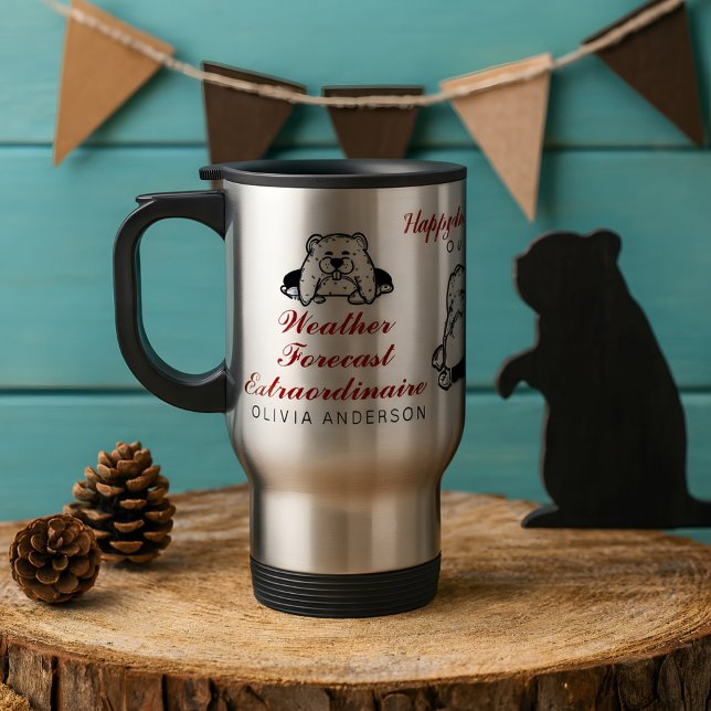 Caneca Térmica Nome Personalizado de Groundhog de Cuta Personaliz (Criador carregado)