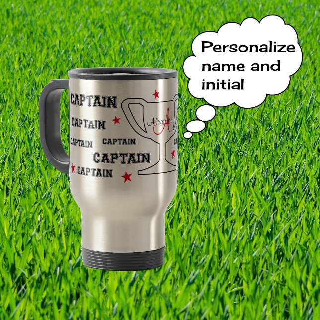 Caneca Térmica Nome personalizado do capitão de esportes Monogram (Criador carregado)