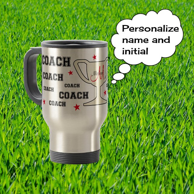 Caneca Térmica Nome personalizado do monograma do treinador despo (Criador carregado)