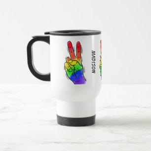 Caneca Térmica Nome personalizado e cor das canetas do Rainbow Pe