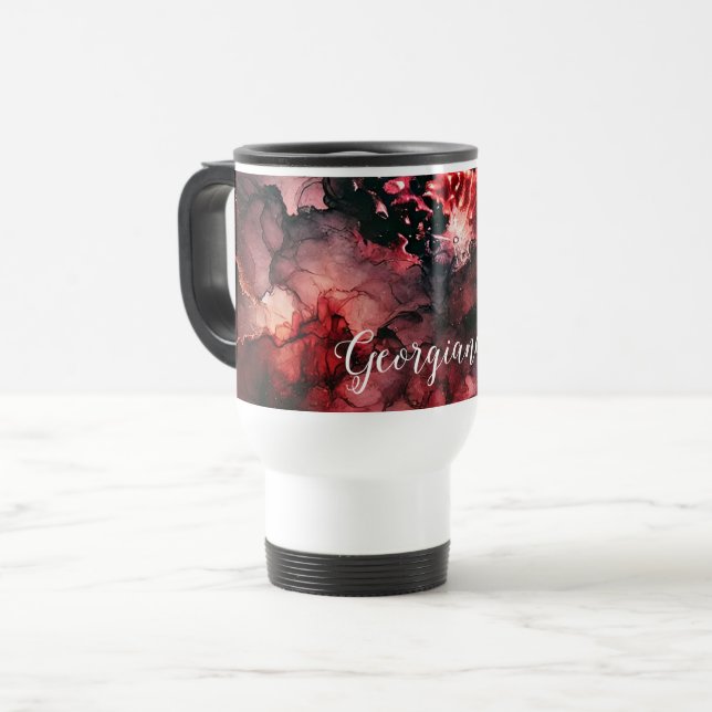 Caneca Térmica Nome Personalizado Eerie Blood Moon Halloween Tint (Frente Esquerda)