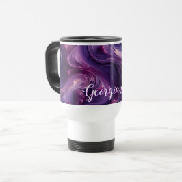 Caneca Térmica Nome Personalizado Efeito de Pintura Roxo Vibrante