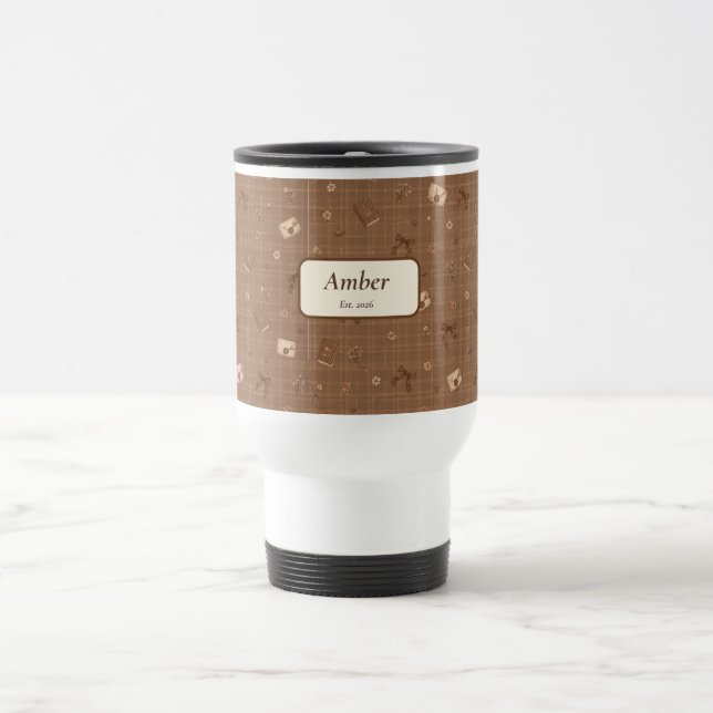 Caneca Térmica Nome Personalizado Fita Presente para Leitor de Li (Centro)