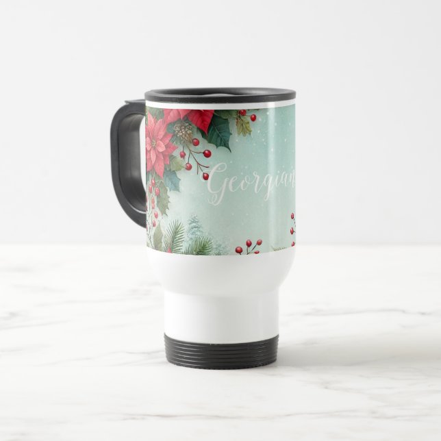 Caneca Térmica Nome Personalizado Prefácio de Molas Florais de Ág (Frente Esquerda)