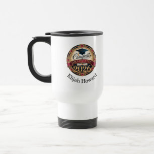 Caneca Térmica Nome Personalizado Turma de 2026 Dourado e Burgund