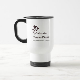 Caneca Térmica Nomes de irmãos & Corações Irmãs são amigas para s