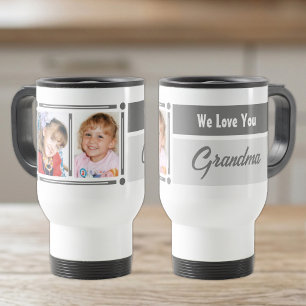 Caneca Térmica Nós te amamos avó adicione fotos branco e cinza