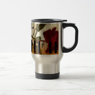 Caneca Térmica Notas de Música Rosa vermelha do teclado Blossom D