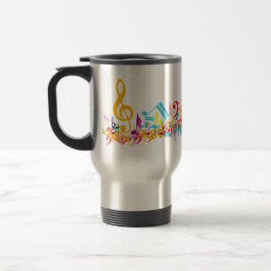 Caneca Térmica Notas musicais misturadas coloridas
