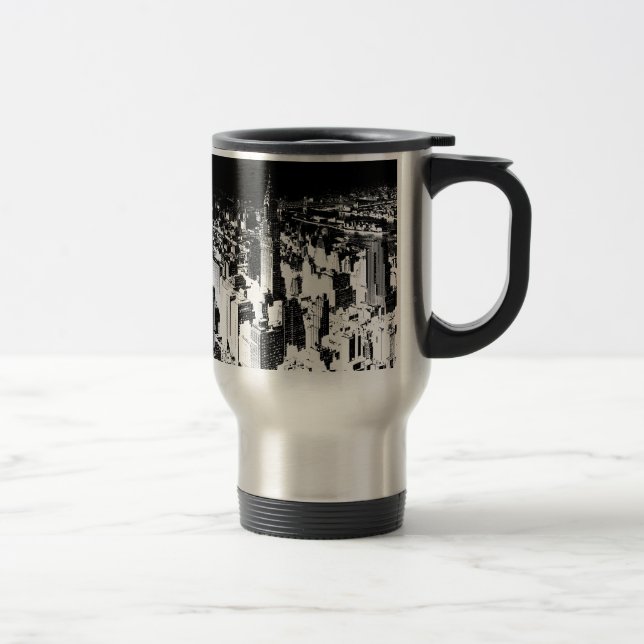 Caneca Térmica Nova Iorque Preta e Branca (Direita)