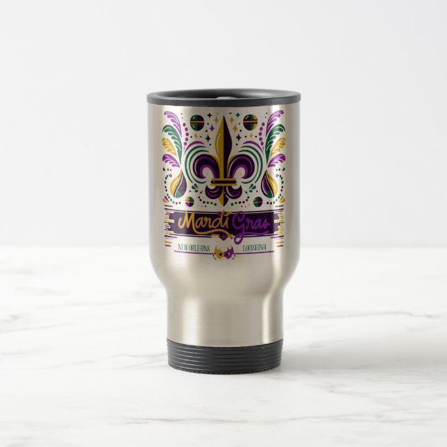Caneca Térmica Nova Orleans Mardi Gras verde-roxo (Centro)