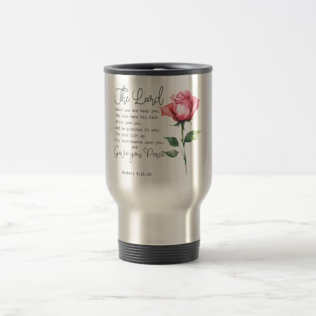 Caneca Térmica Números 6:24-26 O Senhor Abençoa-te a Rosa (Centro)