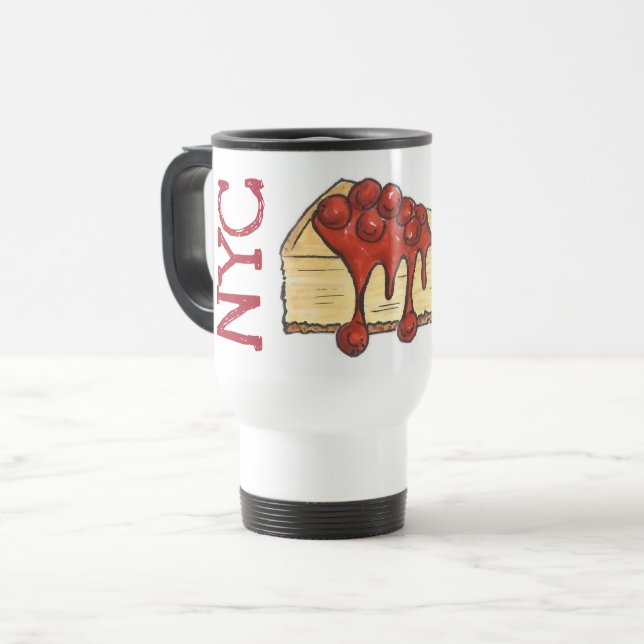 Caneca Térmica NYC New York Cheesecake Cherry Chake Slice (Frente Esquerda)