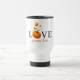 Caneca Térmica O AMOR cresce aqui | Letra Pumpkin no outono