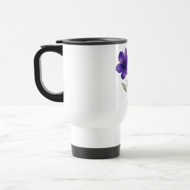 Caneca Térmica O charme das flores roxas (Esquerda)