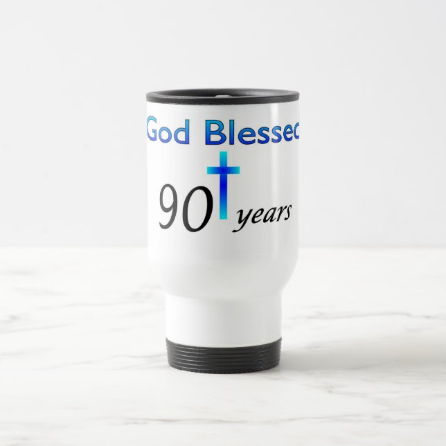 Caneca Térmica O deus abençoou 90 anos de presente de aniversário (Centro)