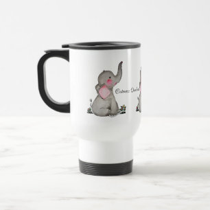 Caneca Térmica O elefante bonito do bebê da aguarela com cora &
