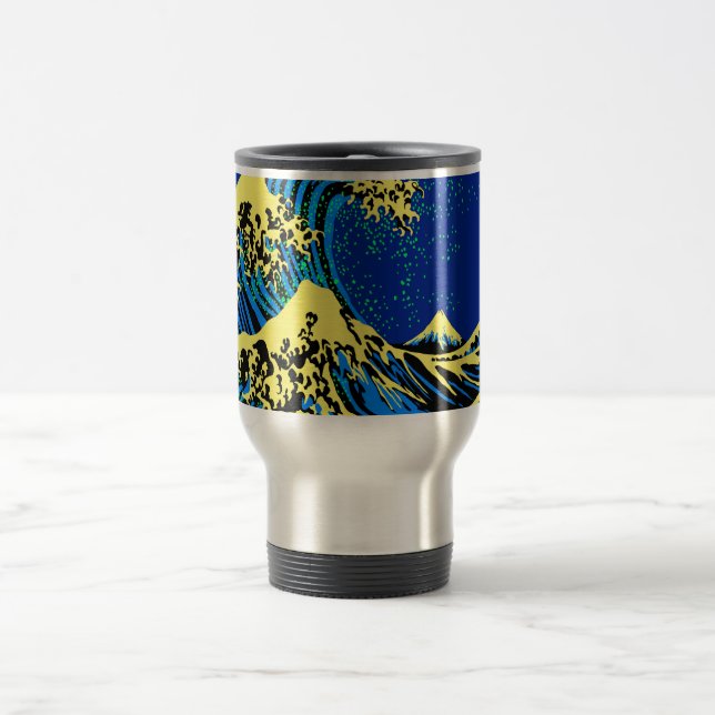 Caneca Térmica O Excelente Hokusai Wave em estilo de arte Pop (Centro)