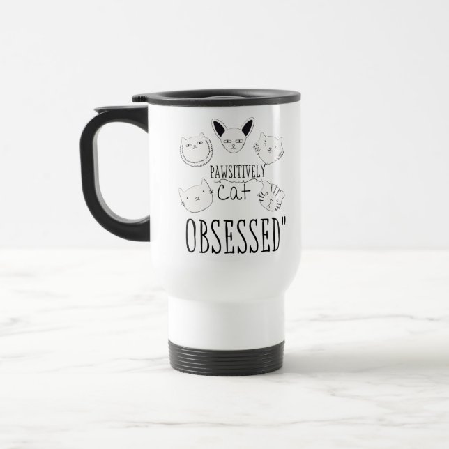 Caneca Térmica O "Gato Pawsitivamente Obcecado" (Esquerda)