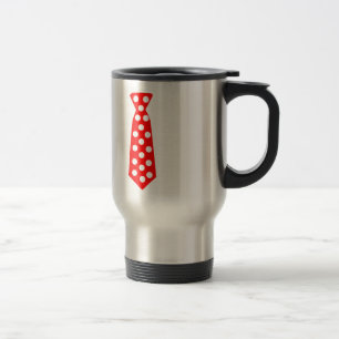 Caneca Térmica O laço vermelho e branco grande das bolinhas. Pop