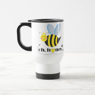 Caneca Térmica Ó Namorados de mel, rainha da abelha com tiara