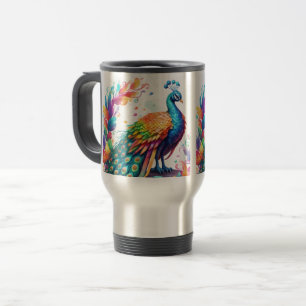 Caneca Térmica O pavão é um pássaro de cor brilhante que é conhec
