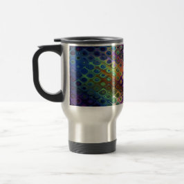 Caneca Térmica O pavão retro telha o verde roxo azul iridescente