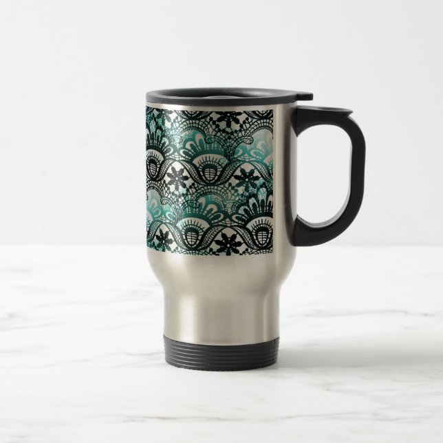 Caneca Térmica O preto azul do Aqua elegante desvaneceu-se La (Direita)