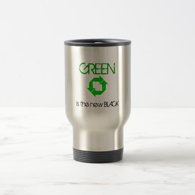Caneca Térmica O reciclar, VERDE é o PRETO novo (Centro)