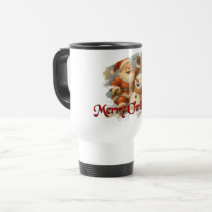 Caneca Térmica O Riso de Papai Noel no Abraço do Inverno