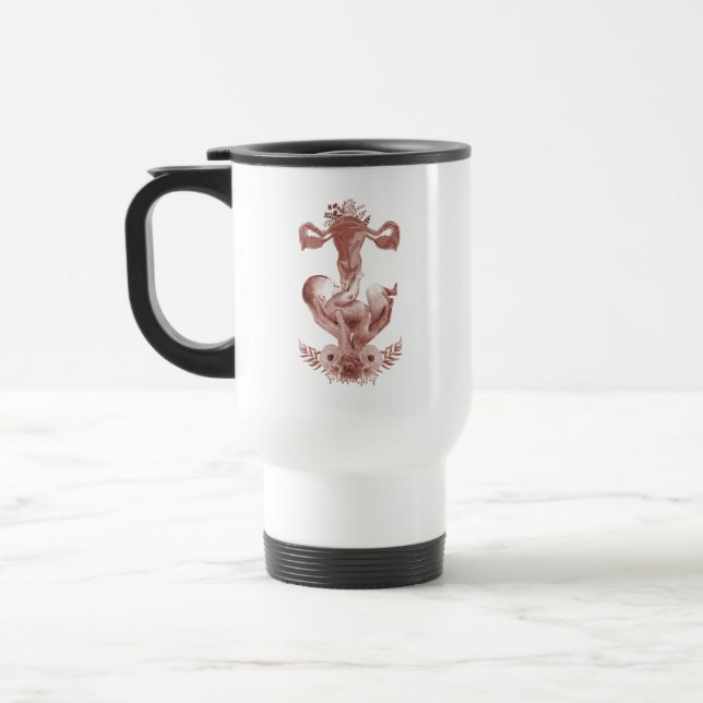 Caneca Térmica Ob/Gyn Parteira Floral Infância Cervix Ovários (Esquerda)