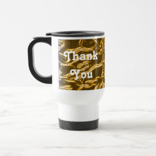 Caneca Térmica Obrigado abstrai linhas apreciação Dourado