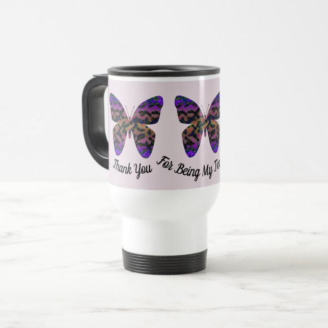 Caneca Térmica Obrigado Professora Apreciação Bright Butterfly (Frente Esquerda)