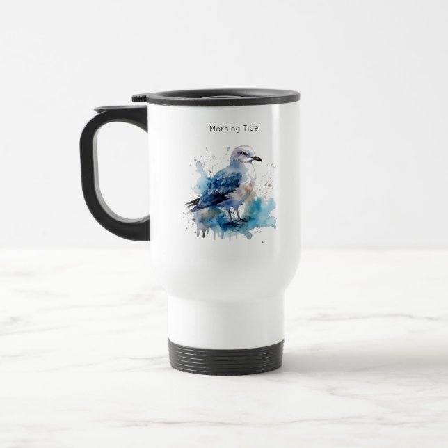 Caneca Térmica Ocean Breeze: Watercolor Seagull (Esquerda)