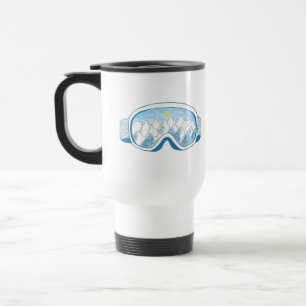 Caneca Térmica Óculos de Esqui com Reflexão de Montanhas