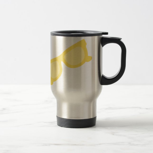 Caneca Térmica Óculos de sol de verão óculos de hipster amarelo (Direita)