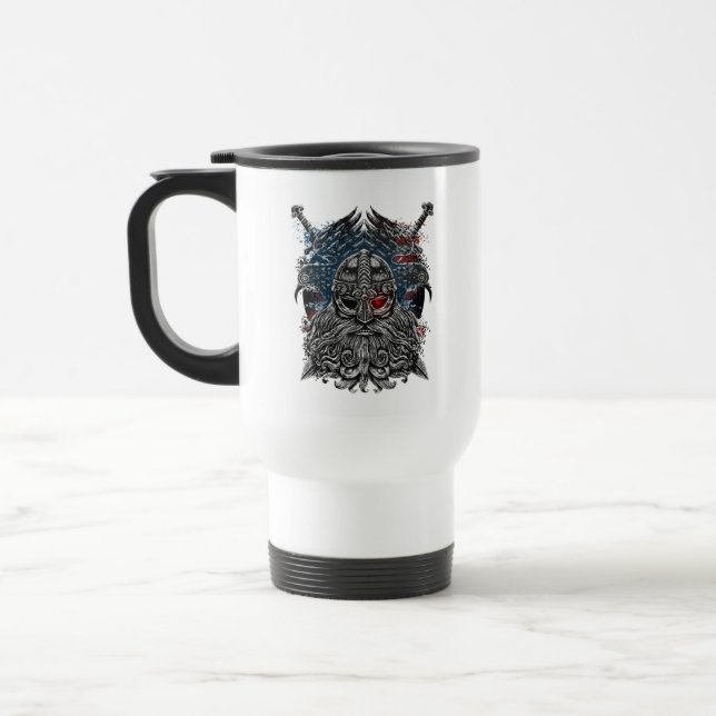Caneca Térmica Odin ravens e espadas Viking Mythology bandeira do (Esquerda)