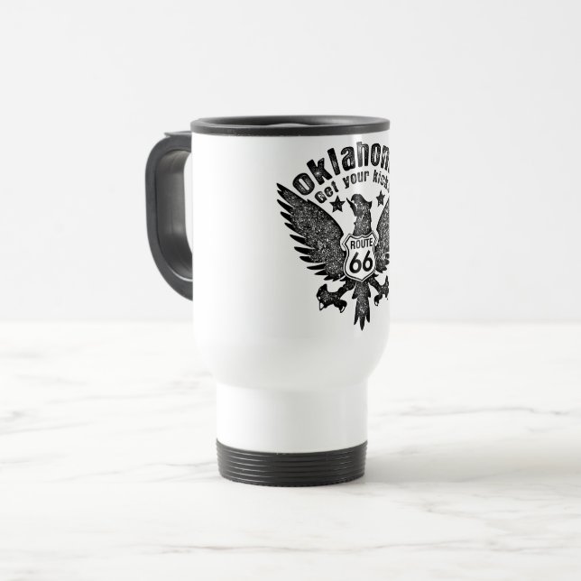 Caneca Térmica Oklahoma Get Your Kicks Route 66 com Filtro 1976 (Frente Esquerda)