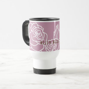 Caneca Térmica Olá Bela - Rosa Rosa Moderna Elegante