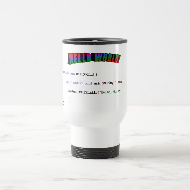 Caneca Térmica Olá, geek mundial saudando Java (Centro)