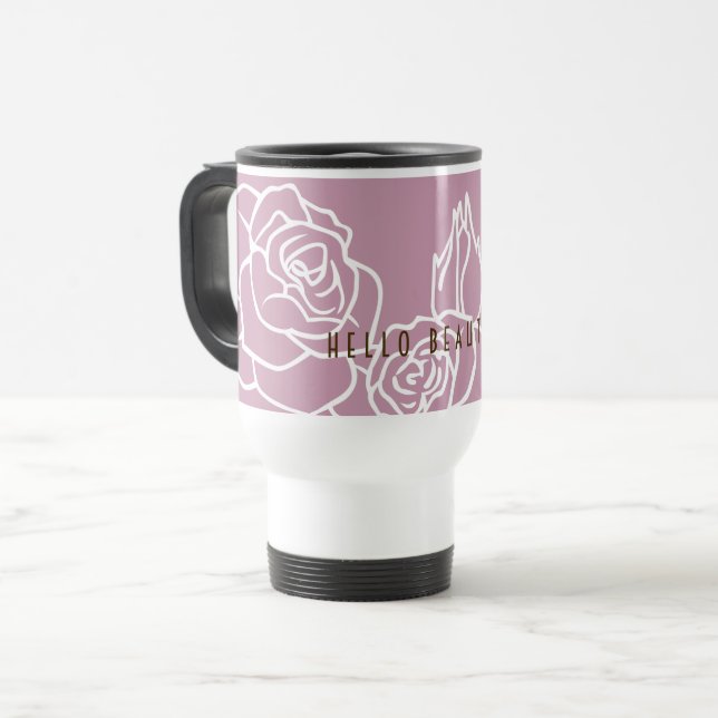 Caneca Térmica Olá Linda - Rosa Rosa Rosa Rosa Moderna Elegante (Frente Esquerda)