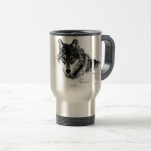 Caneca Térmica Olhos do Lobo Inspirador Branco Preto