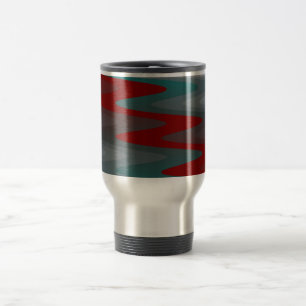 Caneca Térmica ondas em tons de burgundy e azul-verde