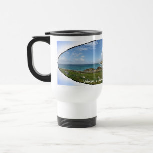 Caneca Térmica Onde eu gostaria de estar bebendo meu café