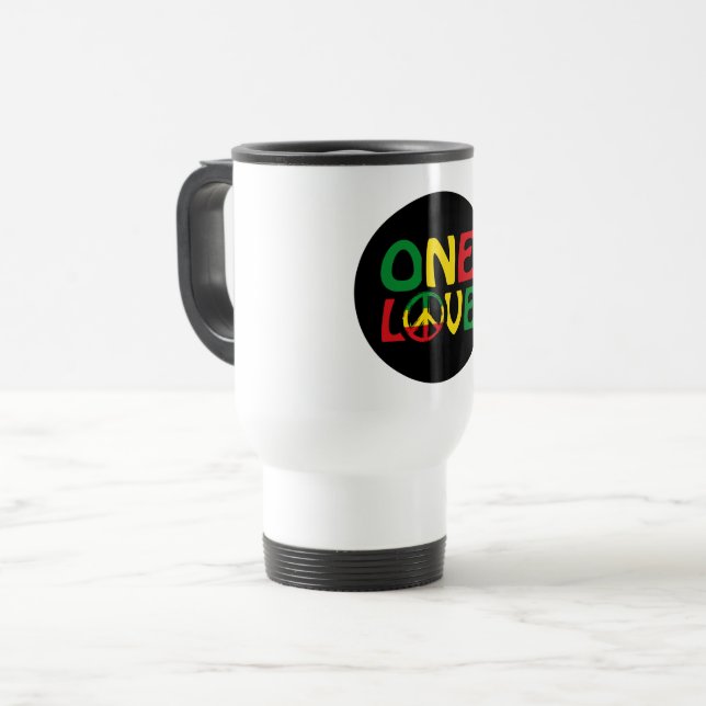 Caneca Térmica One Love, Reggae design (Frente Esquerda)