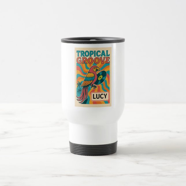 Caneca Térmica Opção de Nome Personalizado e Papagaio Retroativo (Centro)