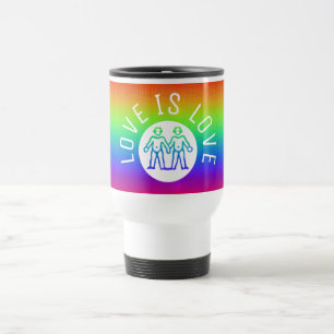 Caneca Térmica Orgulho gay de Tipografia Rainbow LGBT Colorida