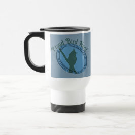 Caneca Térmica Orgulhoso Pássaro Nerd Silhueta de Animal Cinza Az