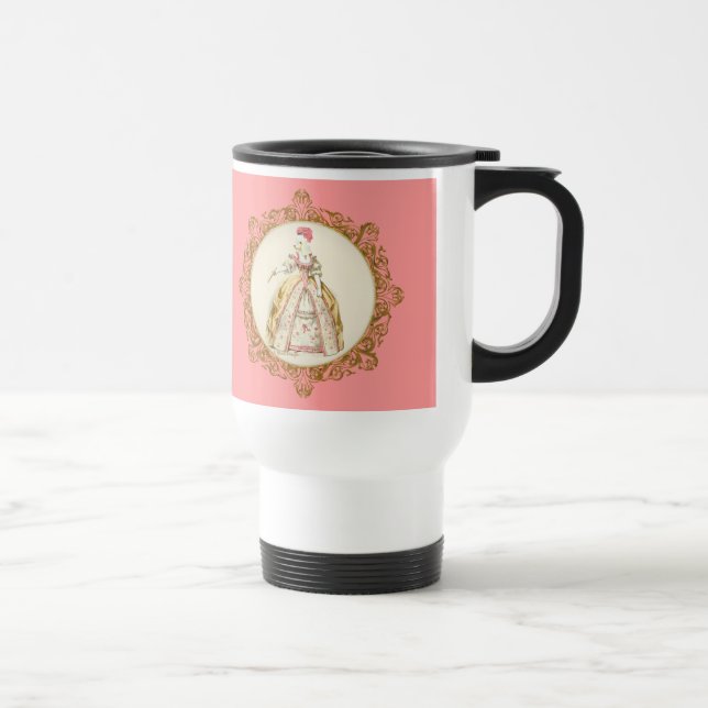 Caneca Térmica Ornamentado Marie Antoinette, poodle branco (Direita)