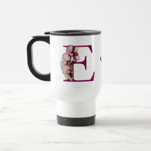 Caneca Térmica Orquídeo Elegante Monograma Inicial E 